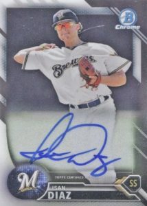 2016 Bowman Chrome Baseball Prospect Autographs Isan Diaz