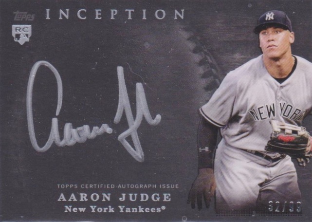 Aaron Judge 2017 Topps Inception Rookie Patch Autograph Card 038/199