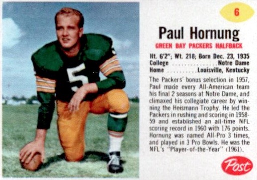 Top Paul Hornung Football Cards, Vintage, Rookies, Autographs