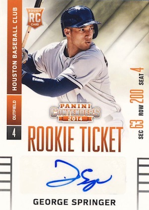 George Springer Houston Astros Autographed 2014 Topps Update #US-10 Beckett Fanatics Witnessed Authenticated 9.5/10 Rookie Card with MLB Debut