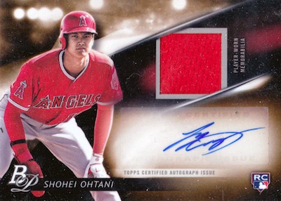 Charitybuzz: Ohtani Rookie Card, Signed & Piece of Game Used Equipment