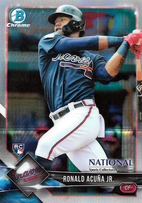 2018 Topps Update Mini Ronald Acuna JR. at Bat in Blue Jersey