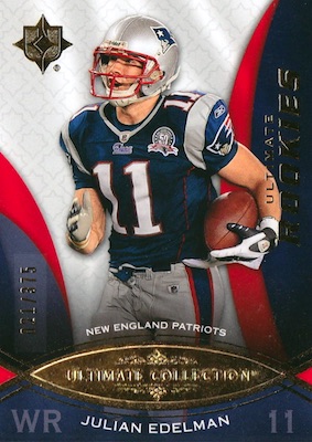 : Julian Edelman 2010 Score NFL Football Mint Rookie Card 172  Picturing This New England Patriots Star in His Blue Jersey : Collectibles  & Fine Art