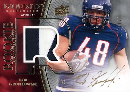 2010 SPA Rob Gronkowski Gold College Game Used Jersey Patch and