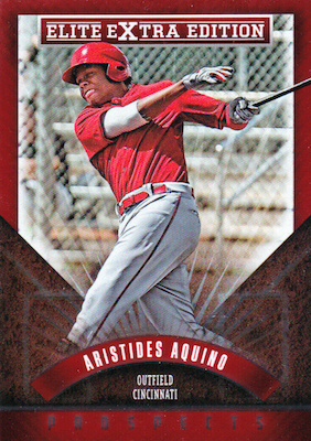 Aristides Aquino player worn jersey patch baseball card (Cincinnati Reds)  2020 Panini Absolute Rookie Threads #RTAQ