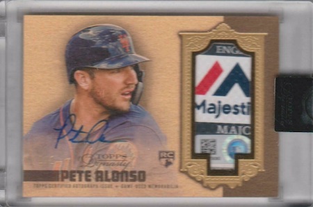 Amazin' Memorabilia on X: 🗣 Pete Alonso 1-of-1 autographed @Topps card up  for auction! Features an authentic piece of game-used jersey from his 51st  Home Run of his Rookie Season. Auction ends