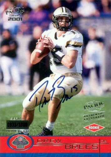 Drew Brees Autographed 2001 Pacific Crown Royale Rookie Card #4 San Di — RSA