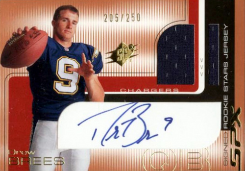 Drew Brees 2001 UD Game Gear Autographs Rookie Card #DB-GS