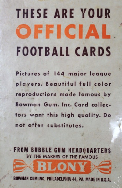 Issued by Bowman Gum Company  Chuck Bednarik, Eagles, from the