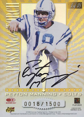 1999 Score Complete Player Peyton Manning Autographed Card - All