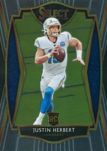 Justin Herbert Light Blue Prizm 2021 Select Club Level Die-cut #244 Rookie  Card