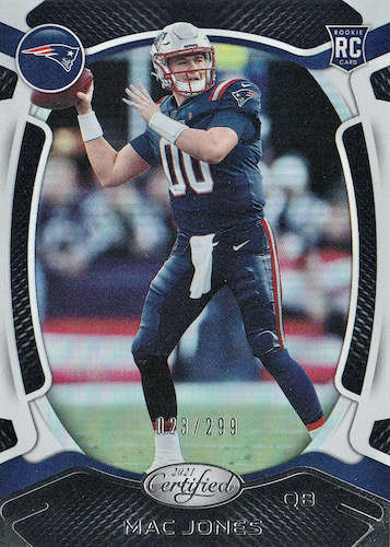 MAC JONES 2021 RC RAINBOW GOLD DRAFT PICK ROOKIE CARD NEW ENGLAND PATRIOTS