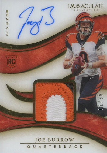 Joe Burrow 2020 Panini Limited Red Jumbo Patch On Card Auto Rc #d 8/15