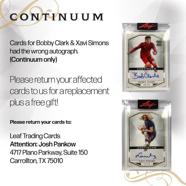 2022 Leaf Continuum Soccer Checklist, Autograph Details, Review