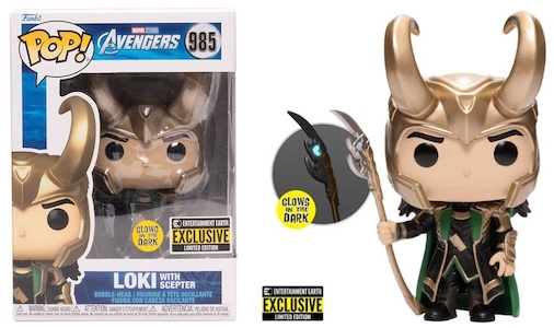 Funko POP! Loki with Scepter Marvel Avengers #985 [Glow in the Dark  Entertainment Earth]