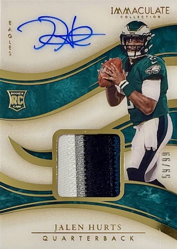 Jalen Hurts Philadelphia Eagles Autographed 2020 Panini Phoenix Fire Burst  #114 Beckett Fanatics Witnessed Authenticated Rookie Card