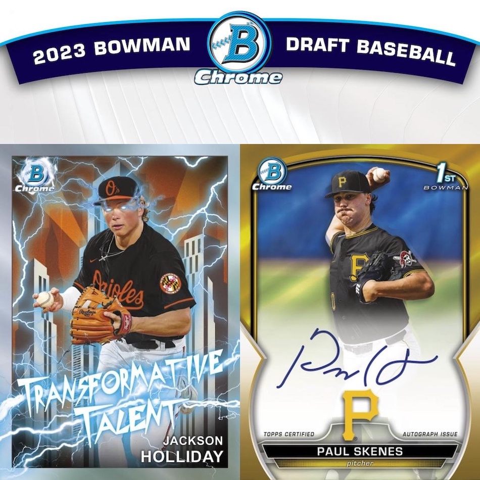 2023 Bowman Draft Chrome Braves Team Set (6 cards)- Waldrep, Hackenberg,  Ceballos, Baumann, Guanipa, and Kuehler